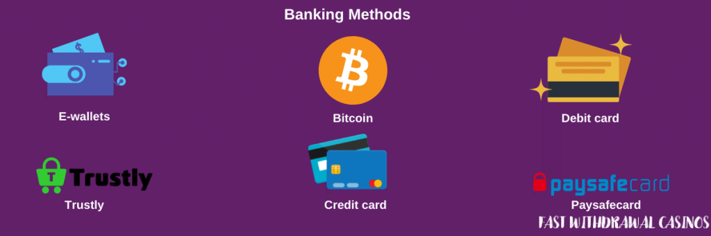 Banking methods on Fast Withdrawal casinos